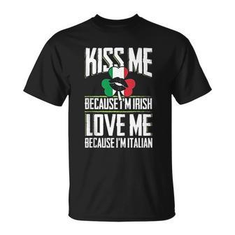 Kiss Me Im Irish Love Me Im Italian St Patricks Proud Irish V2 Men Women T-shirt Graphic Print Casual Unisex Tee - Thegiftio UK