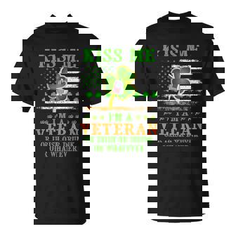Kiss Me Im A Veteran Irish St Patricks Day Veteran T-Shirt - THEGIFTIO