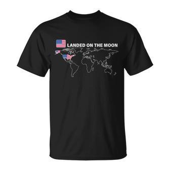 Landed On The Moon Usa Map Unisex T-Shirt - Monsterry