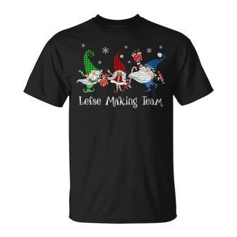Lefse Making Rolling Team Gnome Buffalo Plaid Gnomes Xmas Gift Men Women T-shirt Graphic Print Casual Unisex Tee - Thegiftio