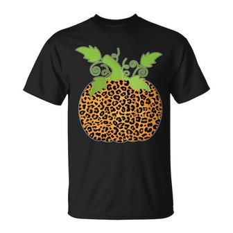 Leopard Print Pumpkin Unisex T-Shirt - Monsterry DE