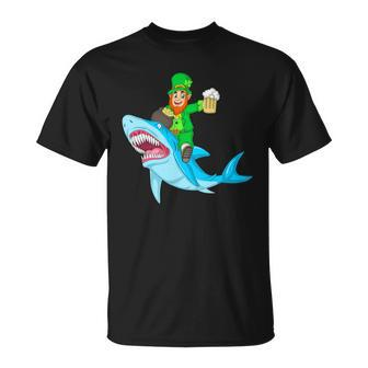 Leprechaun Riding Shark St Patricks Day Unisex T-Shirt - Monsterry AU