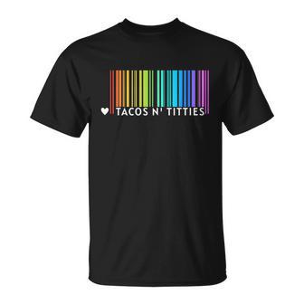 Lesbian Gay Pride Gifts Womenn Girl Tacos And Titties Rainbow Unisex T-Shirt - Monsterry