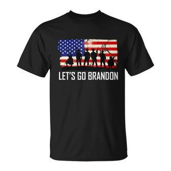 Lets Go Brandon Military Troops American Flag Tshirt Unisex T-Shirt - Monsterry