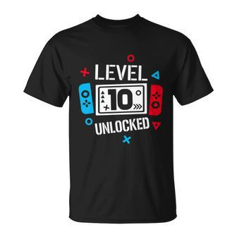 Level 10 Unlocked Birthday 10Th Birthday Boy Gamer 10 Years Old Gamer T-shirt - Thegiftio UK
