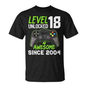 Level 18 Unlocked Awesome 2004 Video Game 18Th Birthday T-shirt - Thegiftio UK
