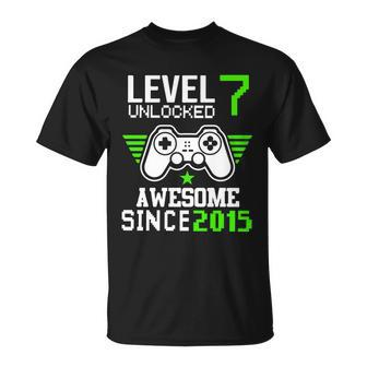 Level 7 Unlocked Ausome Since 2015 7Th Birthday Boy Gamer 7Th Birthday T-shirt - Thegiftio UK