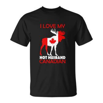 Lgbn I Love Husband Canadian Maple Leaf Animal Canada Day Unisex T-Shirt - Monsterry AU