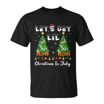 Lights Xmas Tree Lets Get Lit Christmas In July Gift Unisex T-Shirt - Monsterry