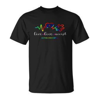 Live Love Accept Autism Awareness Unisex T-Shirt - Monsterry