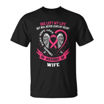Loss Of Wife Husband Breast Cancer Awareness Memorial T-Shirt - Thegiftio UK