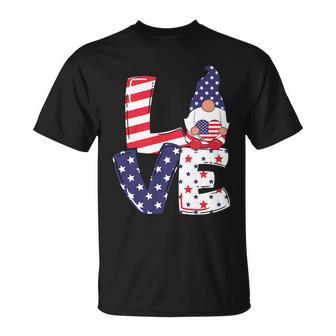 Love American Gnome 4Th Of July Independence Day Flag Graphic Plus Size Shirt Unisex T-Shirt - Monsterry