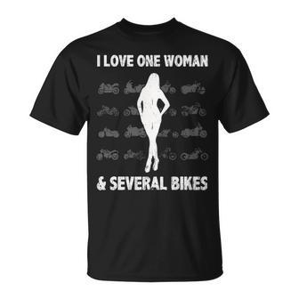 Love One Woman & Several Bikes Unisex T-Shirt - Seseable