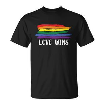 Love Wins Lgbt Gay Pride Lesbian Bisexual Ally Quote Unisex T-Shirt - Monsterry