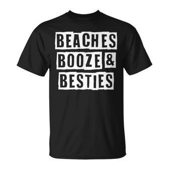 Lovely Cool Sarcastic Beaches Booze & Besties T-shirt - Thegiftio UK