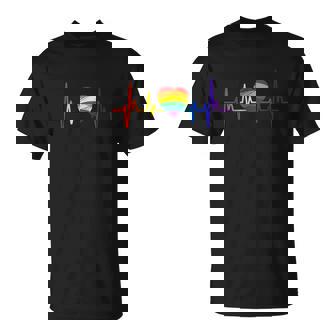 Lovely Lgbt Gay Pride Heartbeat Lesbian Gay Love Heartbeat T-shirt - Thegiftio