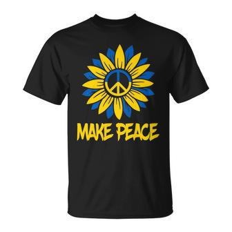 Make Peace Ukraine Strong Sunflower Unisex T-Shirt - Monsterry