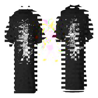 Mardi Gras Flossing Unicorn Jester Hat Unicorn T-shirt - Thegiftio
