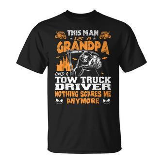 Mens Grandpa And Tow Truck Driver Nothing Scares Me Halloween Men Women T-shirt Graphic Print Casual Unisex Tee - Thegiftio UK