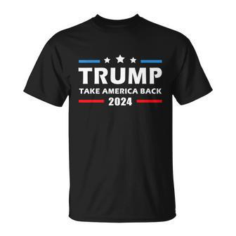 Mens Trump 2024 Supporter Gift Take America Back Election Patriotic Second Term Unisex T-Shirt - Monsterry UK