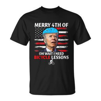 Merry 4Th Of July Biden Bike Bicycle Falls Off Anti Biden V4 Unisex T-Shirt - Monsterry DE