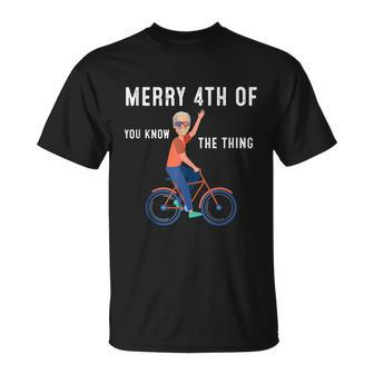 Merry 4Th Of July Biden Bike Bicycle Falls Off Anti Biden V9 Unisex T-Shirt - Monsterry AU