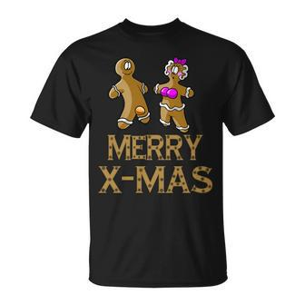 Merry X-Mas Funny Gingerbread Couple Tshirt Unisex T-Shirt - Monsterry