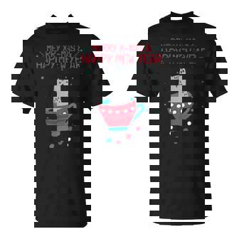 Merry Xmas Happy Cat Year Men Women T-shirt Graphic Print Casual Unisex Tee - Thegiftio