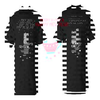 Merry Xmas Happy Cat Year V3 Men Women T-shirt Graphic Print Casual Unisex Tee - Thegiftio