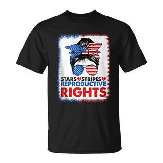 Messy Bun Us Flag Stars Stripes Reproductive Rights V2 T-shirt - Thegiftio UK