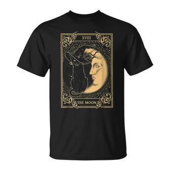 The Moon Tarot Xvii Inspired Black Cat Witch Hat Halloween T-shirt - Thegiftio UK