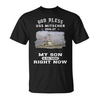 My Son Is On Uss Mitscher Ddg Unisex T-Shirt - Monsterry