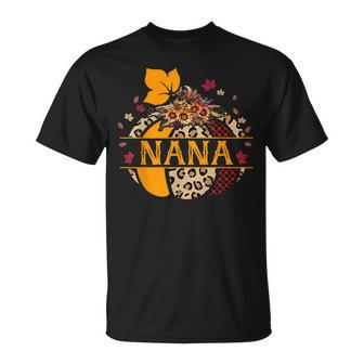 Nana Pumpkin Leopard Sunflower Halloween Unisex T-Shirt - Seseable