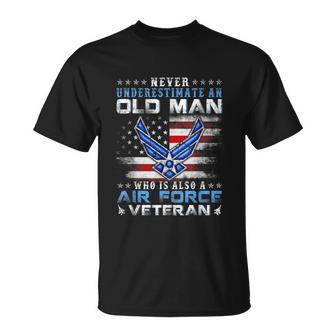 Never Underestimate An Old Man Us Air Force Veteran Vintage Unisex T-Shirt - Monsterry