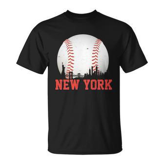 New York Skyline Baseball Sports Fan Unisex T-Shirt - Monsterry CA