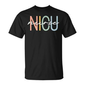 Nicu Nurse Icu Neonatal Boho Rainbow Team Tiny Humans Retro V2 Unisex T-Shirt - Seseable