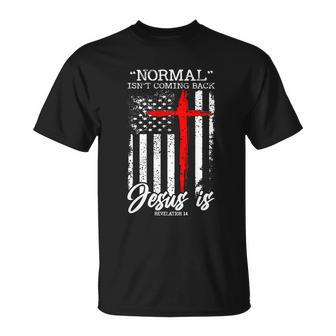 Normal Isnt Coming Back But Jesus Is Revelation 14 Costume Tshirt Unisex T-Shirt - Monsterry UK