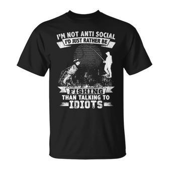Not Anti Social - Rather Be Fishing Unisex T-Shirt - Seseable