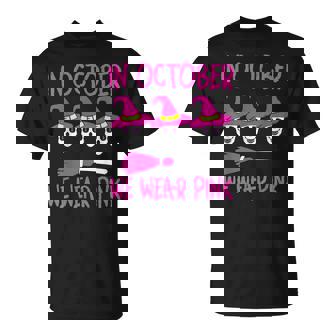 In October We Wear Pink Skull Halloween Breast Cancer T-shirt - Thegiftio