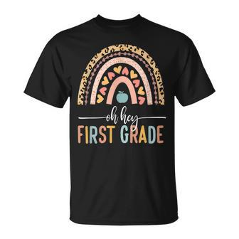 Oh Hey First Grade Leopard Rainbow 1St Grade Teacher Student T-shirt - Thegiftio UK