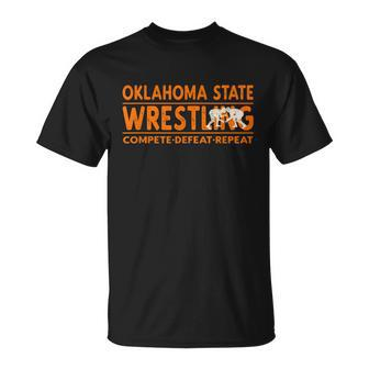 Oklahoma State Wrestling Compete Defeat Repeat Unisex T-Shirt - Monsterry AU