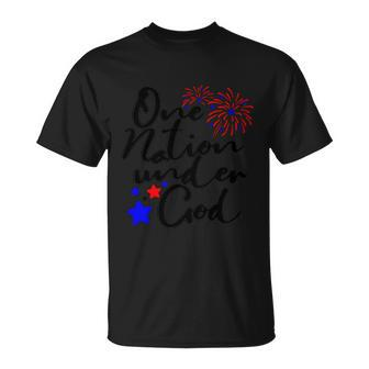 One Nation Under God Firework 4Th Of July Unisex T-Shirt - Monsterry