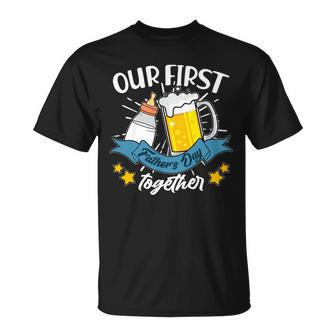 Our First Fathers Day Together Baby Bottle Beer Mug Unisex T-Shirt - Monsterry