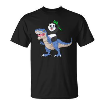 Panda Riding Dinosaur Unisex T-Shirt - Monsterry DE