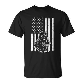 Patriotic German Shepherd American Flag Dog Lover Cute Gift Unisex T-Shirt - Monsterry