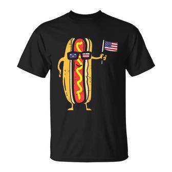 Patriotic Hot Dog American Flag Usa Funny 4Th Of July Fourth Unisex T-Shirt - Monsterry DE
