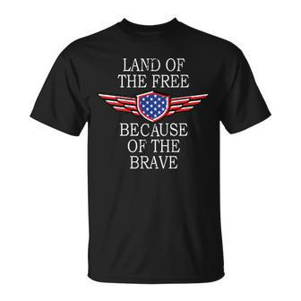 Patriotic Land Of The Free Because Of The Brave T-shirt - Thegiftio UK
