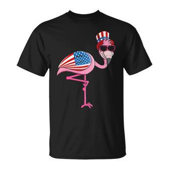 Patriotic Pink Flamingo Uncle Sam Hat 4Th Of July T-shirt - Thegiftio UK