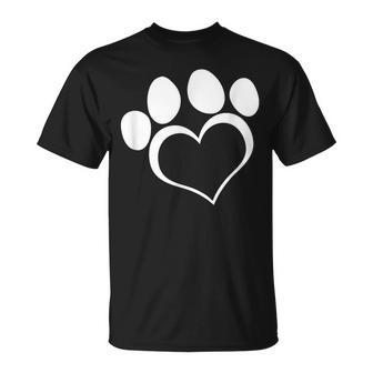 Paw Love Dog Lover Paw Print Heart Cute Dog Mom For T-shirt - Thegiftio UK