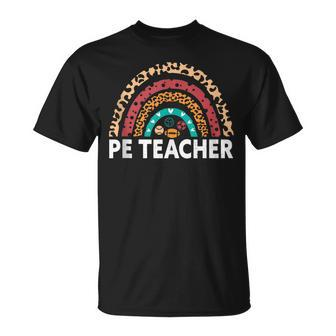 Pe Teacher Physical Education Teacher Leopard Rainbow T-shirt - Thegiftio UK